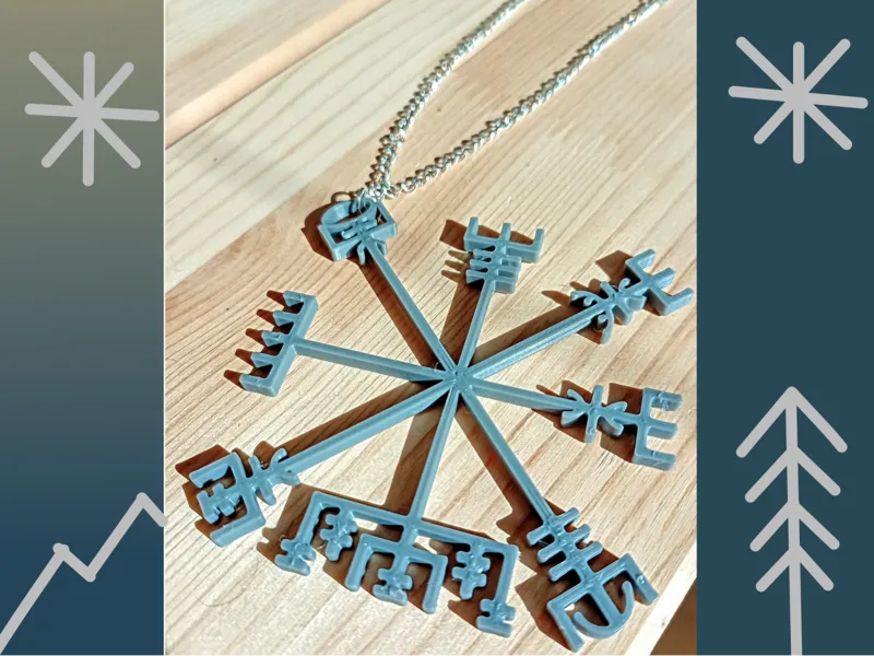 Vegvísir Wayfinder Nordic stave rune pendant