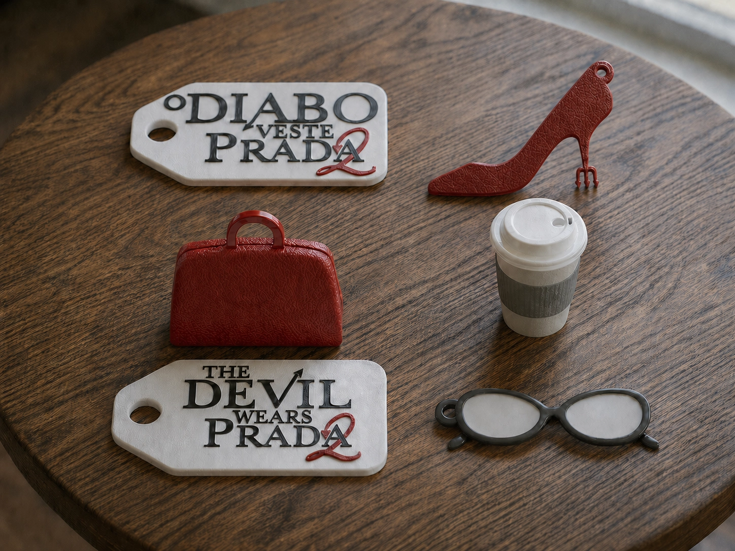 Kit Chaveiro Diabo Veste Prada Salto Óculos Bolsa