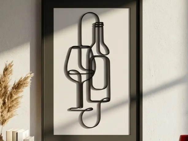 Wine Line Art - 3D Wandbild