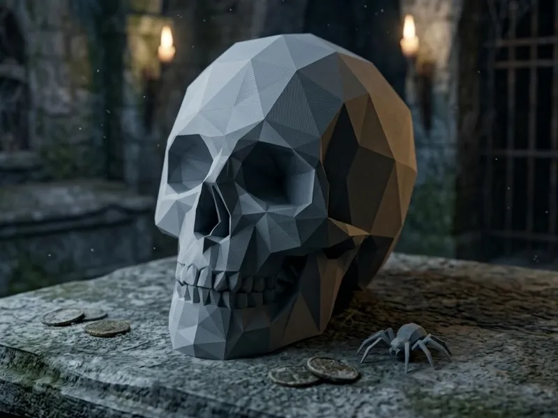 Low Poly Skull Mini - Detailed a Tiny 