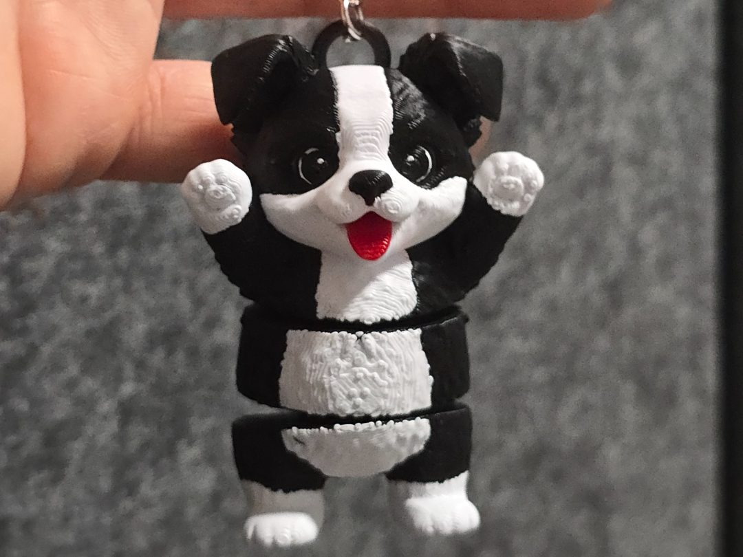 Flexi Border Collie Articulated Puppy Keychain