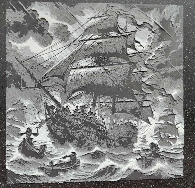 Black and White Pirateship Hueforge