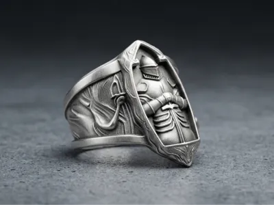 Medieval Templar Embossed Ring