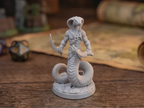 Escenografía en miniatura: Yuan-Ti Malison - Cobra Serpentfolk Dual Duelist — referencia de MakerWorld