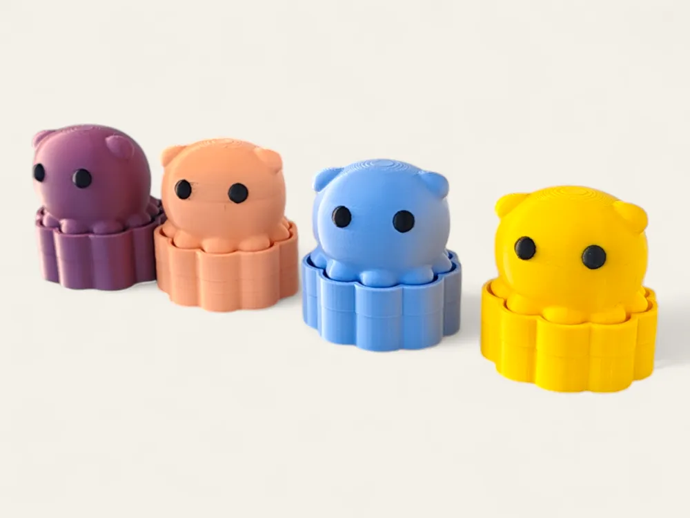 Button Octopus Box Clicker Cute Octopus Clicker - Colorful Options - Free 3D Print Model - MakerWorld
