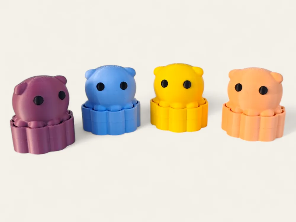 Button Octopus Box Clicker Cute Octopus Clicker - Colorful Options - Free 3D Print Model - MakerWorld