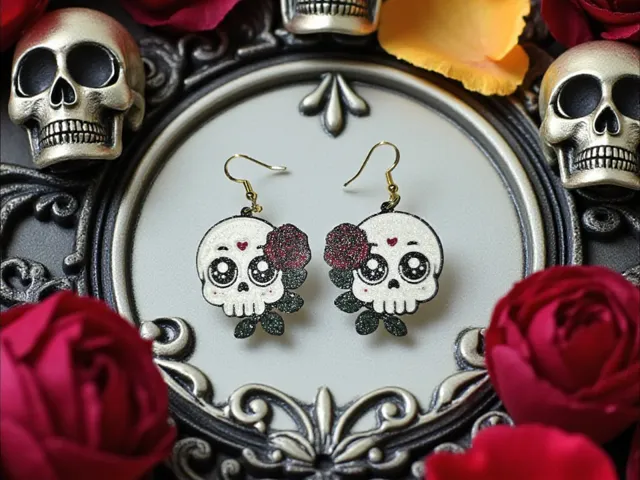 Romantic skull earrings