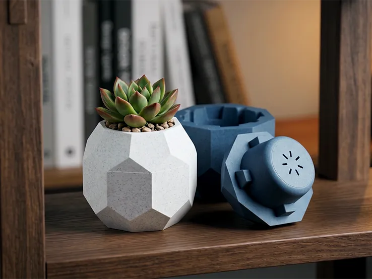 Low-Poly Succulent Planter (with Hidden Drip Tray)