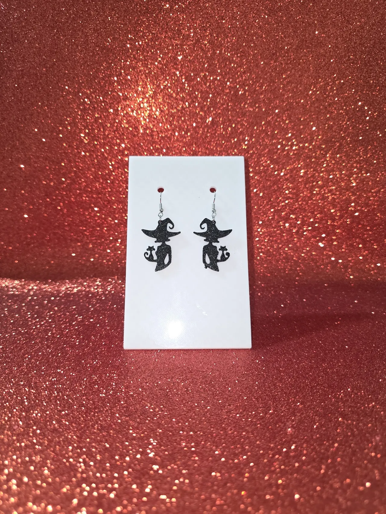 Witch and her cat earrings view 2