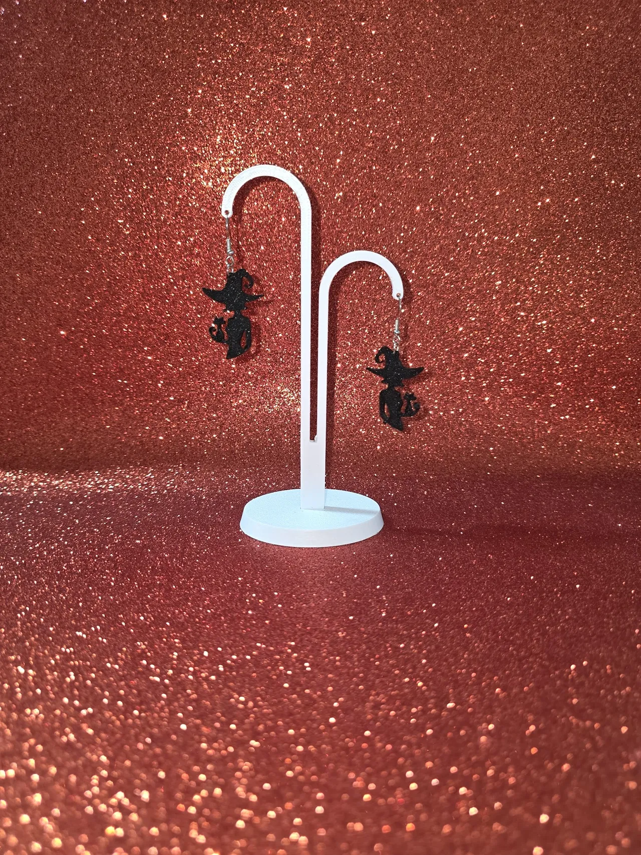 Witch and her cat earrings view 3