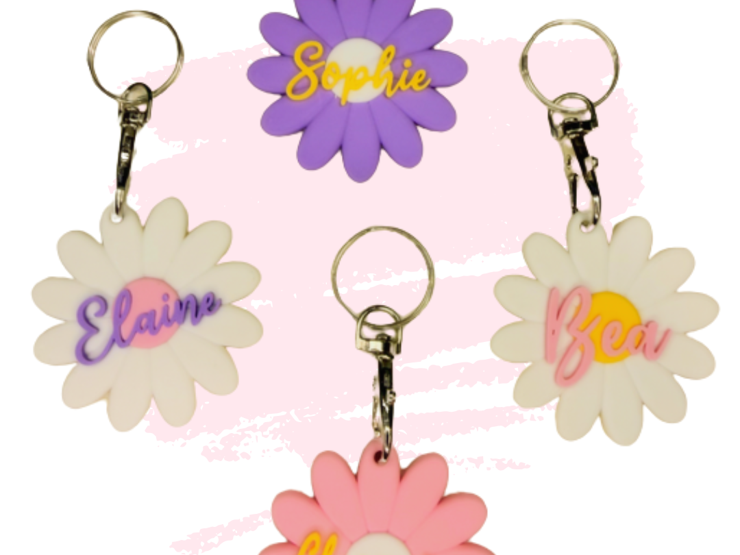 Miniatura 1 do modelo 3D Daisy Flower Customisable Name Keychain, Bagcharm