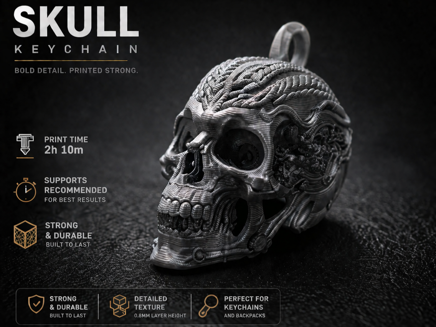Detailed Skull Keychain –Premium Design