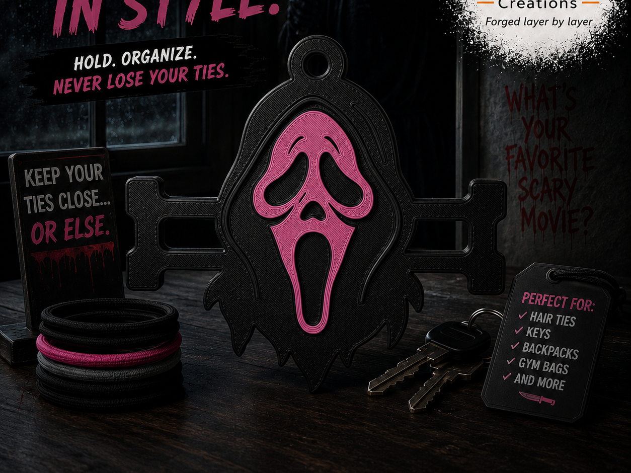 Ghostface Pink Hair Tie Holder Keychain - 1