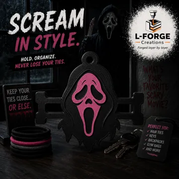 Accesorio para sujetar ligas de cabello: Ghostface Pink Hair Tie Holder Keychain — vista de referencia 3