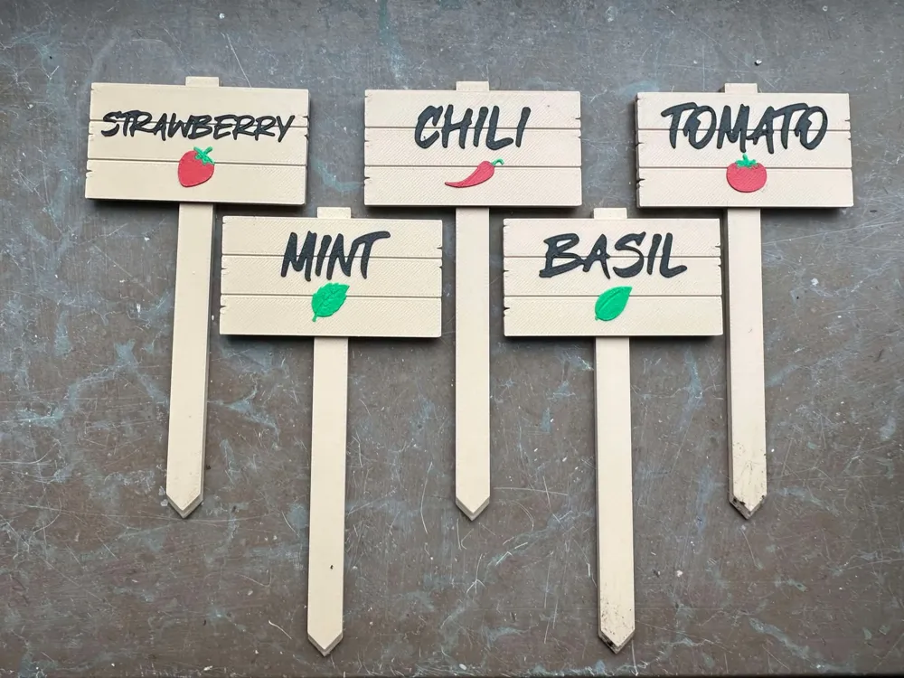 Plant Markers - Wooden sign style - Free 3D Print Model - MakerWorld