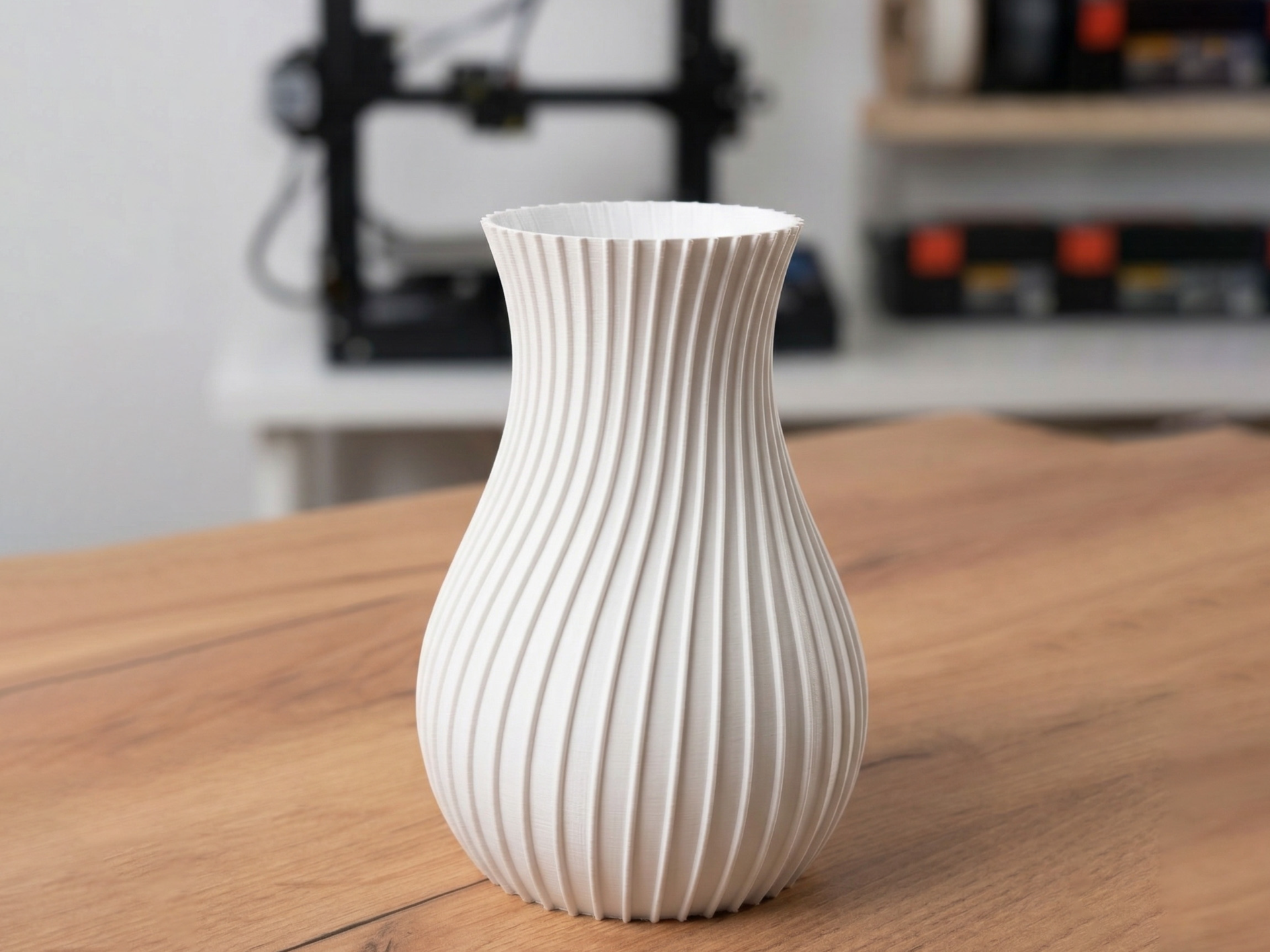 Twisted Ribbed Vase – Spiral Mode PLA