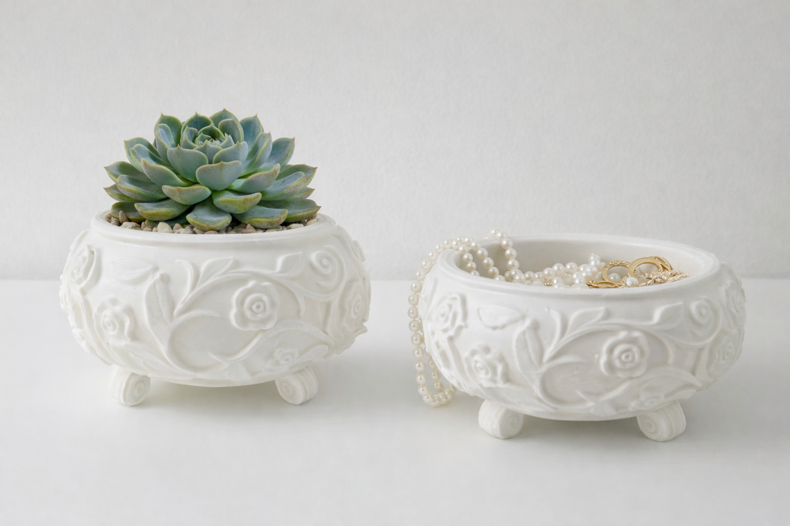 Miniatura 2 do modelo 3D Ornate Floral Bowl - Decorative & Planter