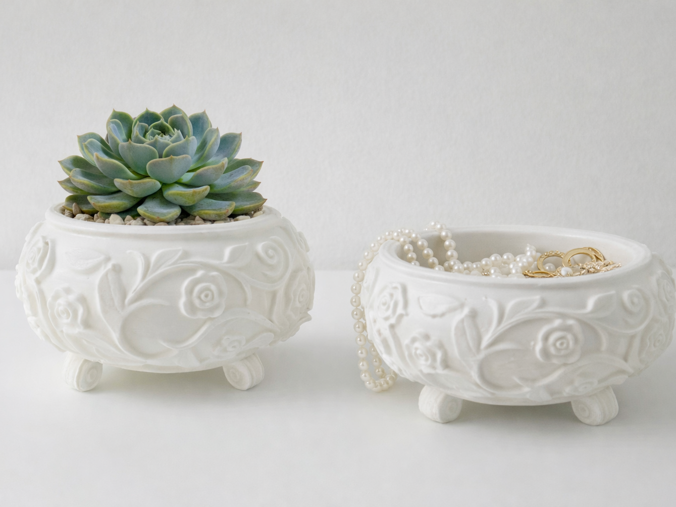 Ornate Floral Bowl - Decorative & Planter