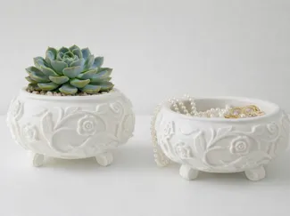 Ornate Floral Bowl - Decorative & Planter