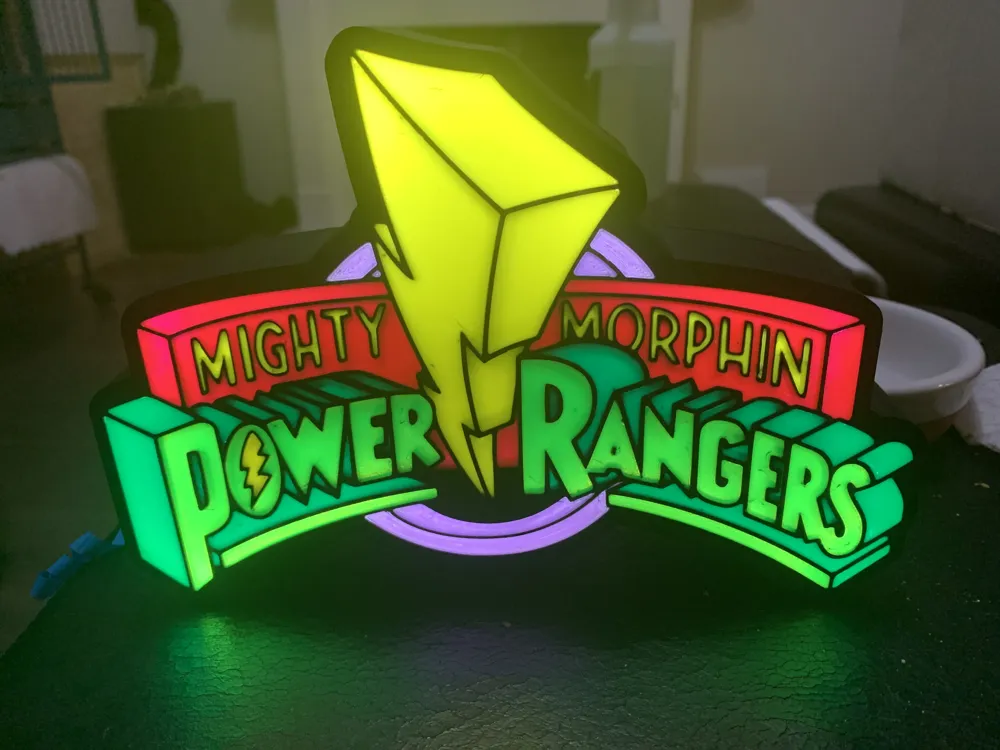 Power Ranger Word Light Mighty Morhpin Power Rangers Light Box - Free 3D Print Model - MakerWorld