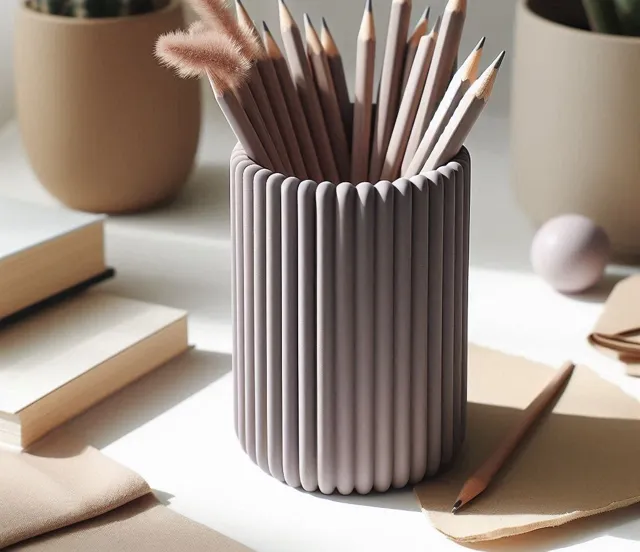 Modern designed Ribbed Pencil Holder, Pencil Cup