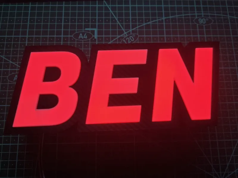 LED-Sign "BEN" with white inserts