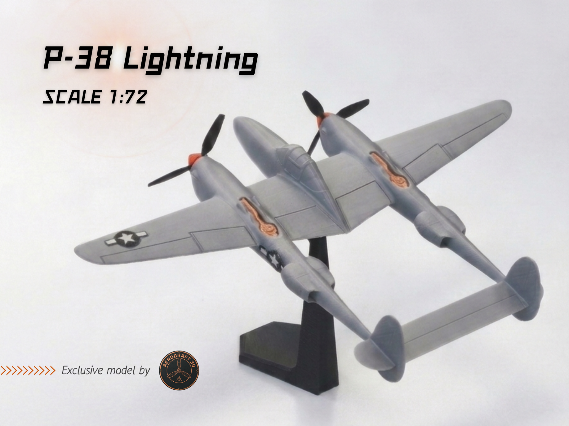 P-38 Lightning Aircraft Model - Scale 1:72