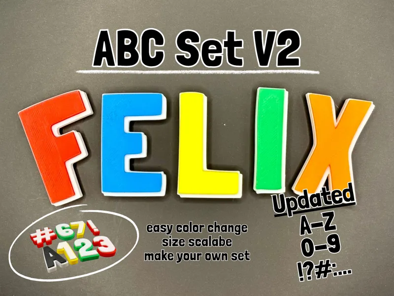 Zweifarbiges Alphabet - 3D Buchstaben (A–Z,0-9...)