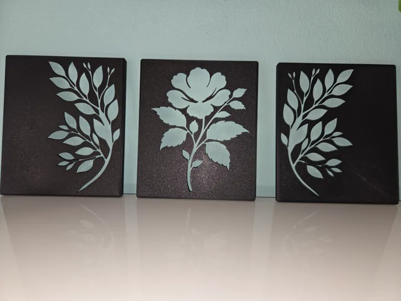 Florales Wandbild mit Blumen-Muster - 3teilig