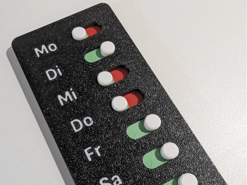 Wochentags-Checkliste mit haptischen Schaltern