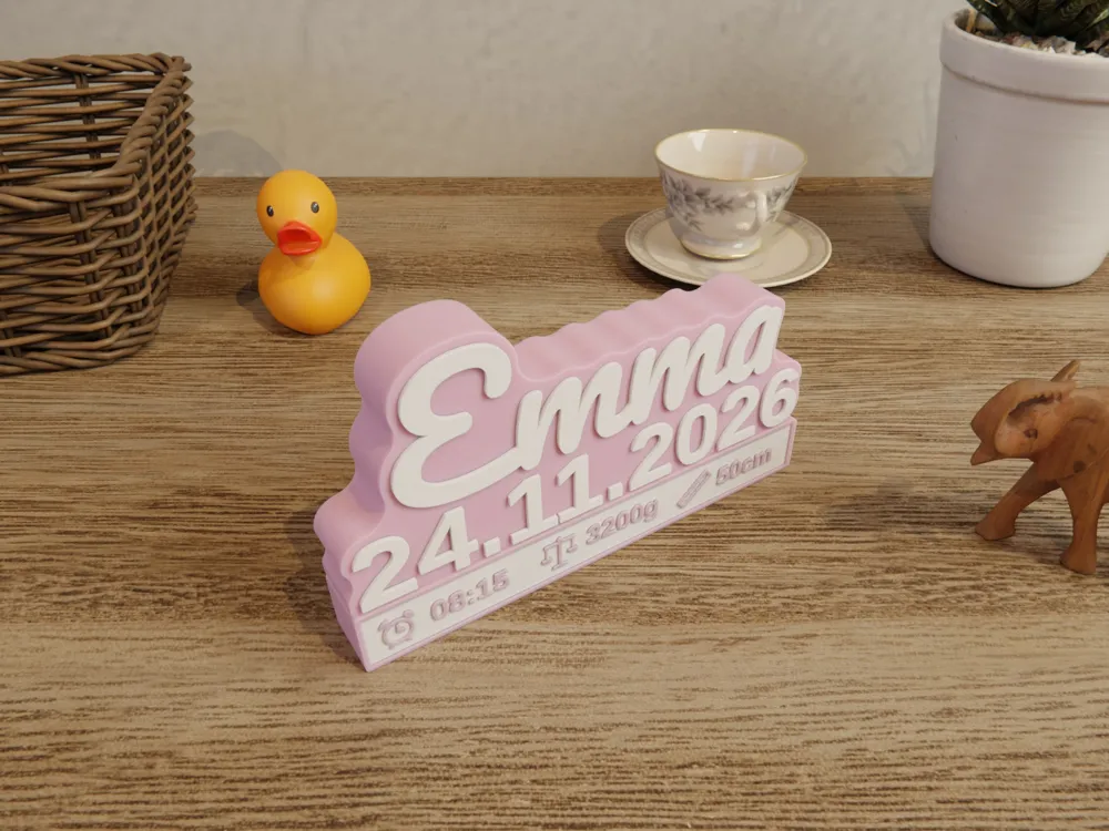 Customizable Baby Birth Announcement Sign - Free 3D Print Model ...