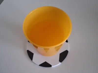 Coaster inspired by a soccer ball