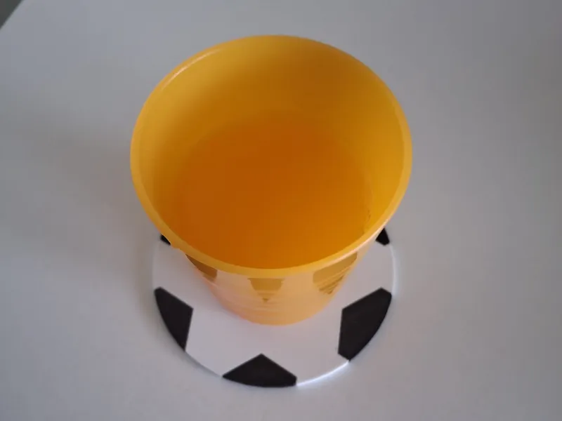 Coaster inspired by a soccer ball