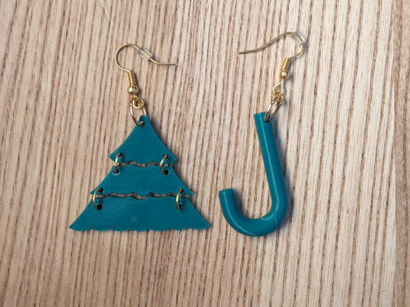 Boucles d’oreilles de Noël – Sapin & Sucre d’orge