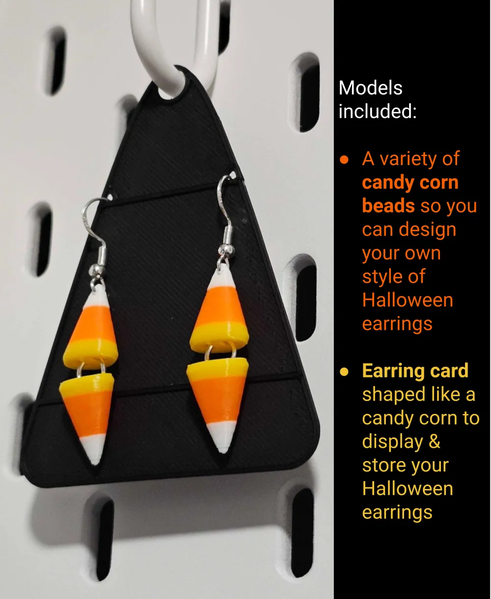 Candy Corn Beads | Earrings w/ Backing Card Holder view 2