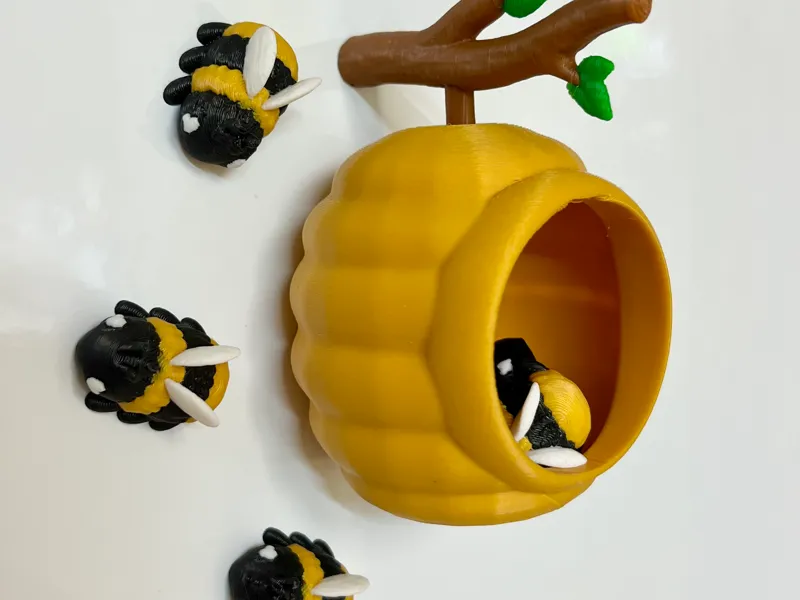 Cute Beehive and Bees Magnetic Figure Set 