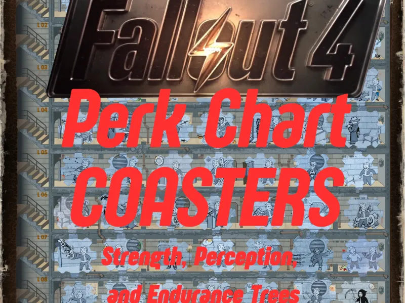 Fallout 4 Perk Chart Coasters (1/2) Black/White