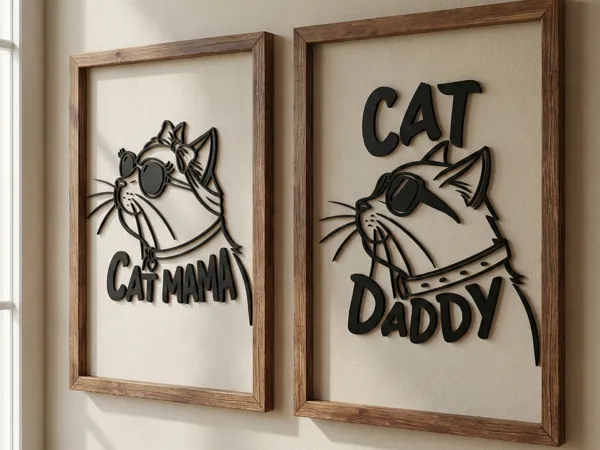 Duo mural Cat Mom et Cat Daddy
