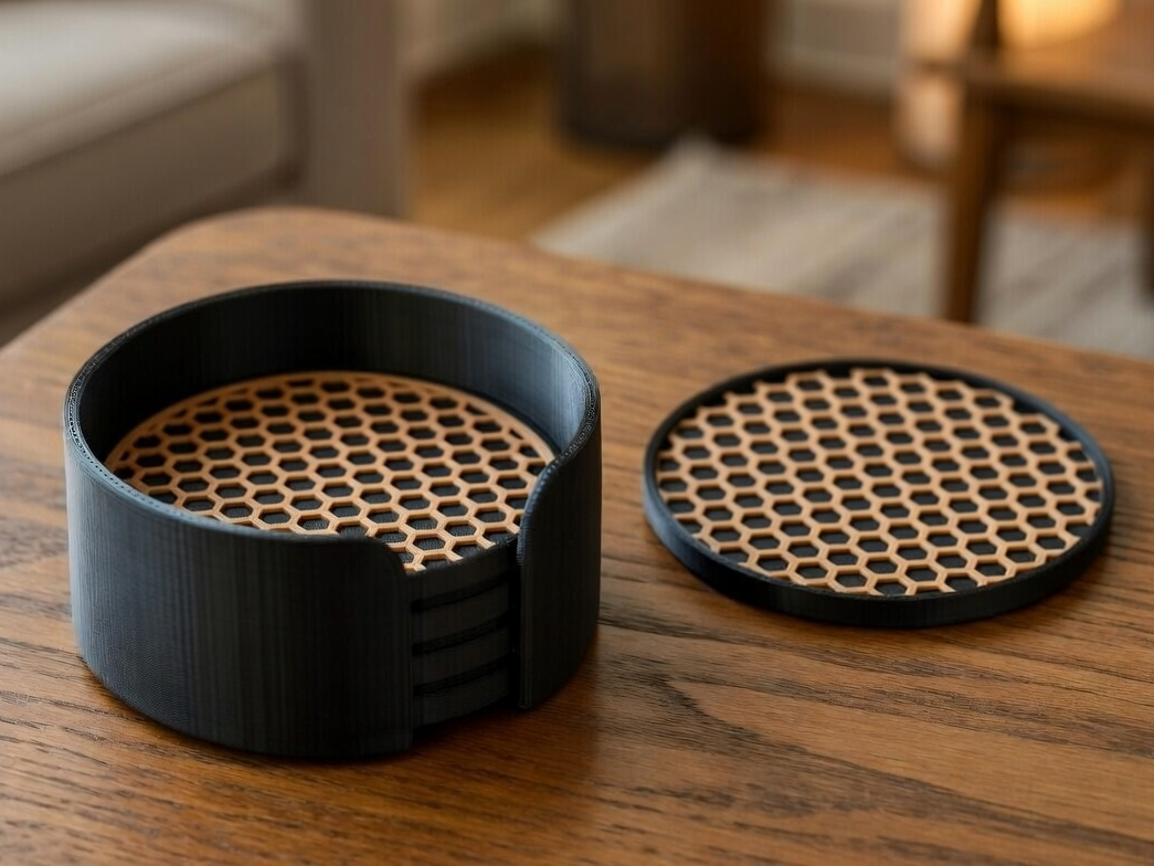 Modern Honeycomb Coaster Set – Geometric Design