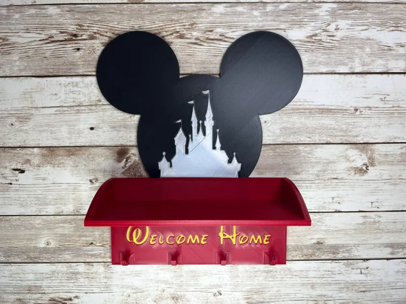 Disney Keychain Holder w/ Shelf - Mickey & Castle