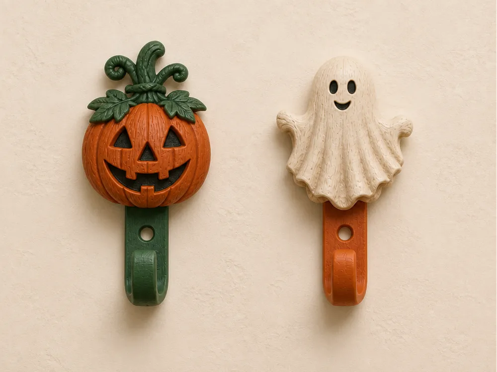 Adorno temático: Halloween Wall Hooks – Pumpkin & Cute Ghost Set. Referencia del modelo original.