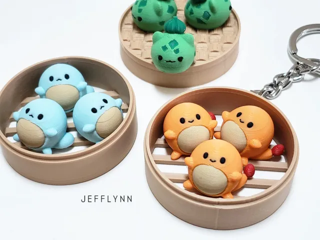 Charmander & Squirtle Pokemon Bun Fidget Keychain