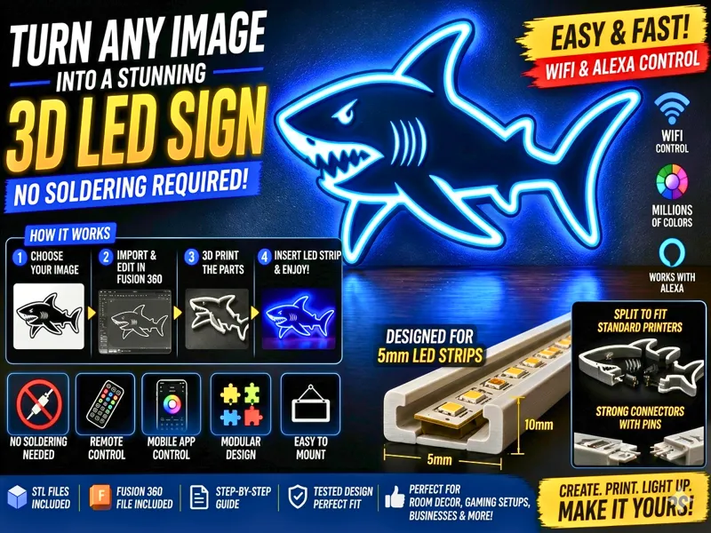 Turn Any Image into a 3D LED Sign  (No Soldering)