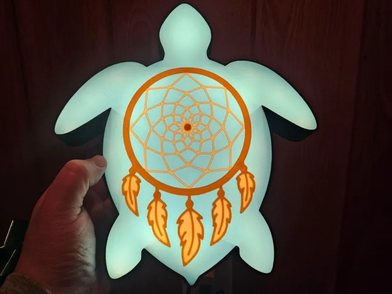 Turtle with dream catcher light box