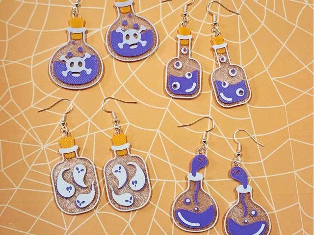 Potion Bottle Earrings, No AMS, Quick Print