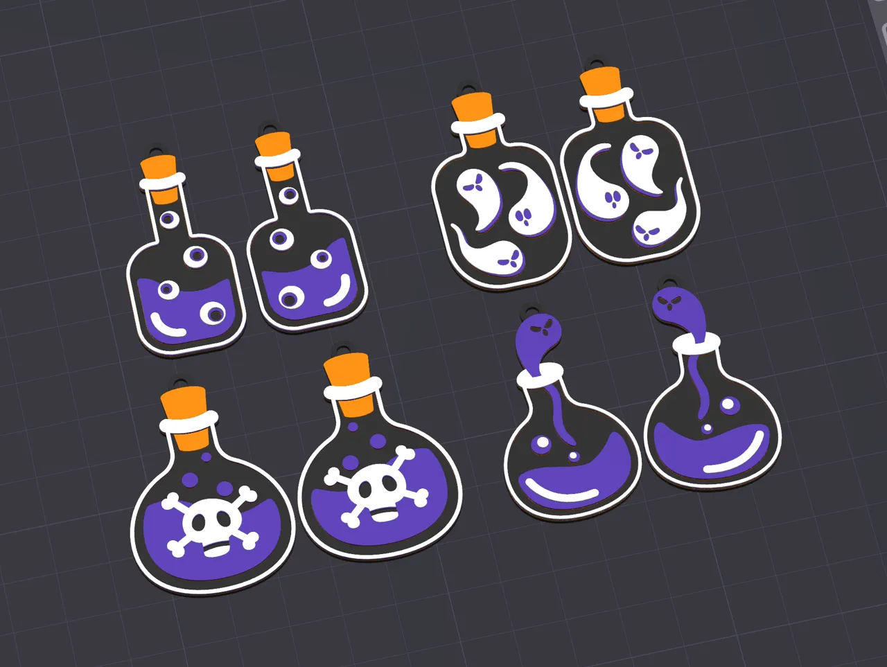 Potion Bottle Earrings, No AMS, Quick Print view 3