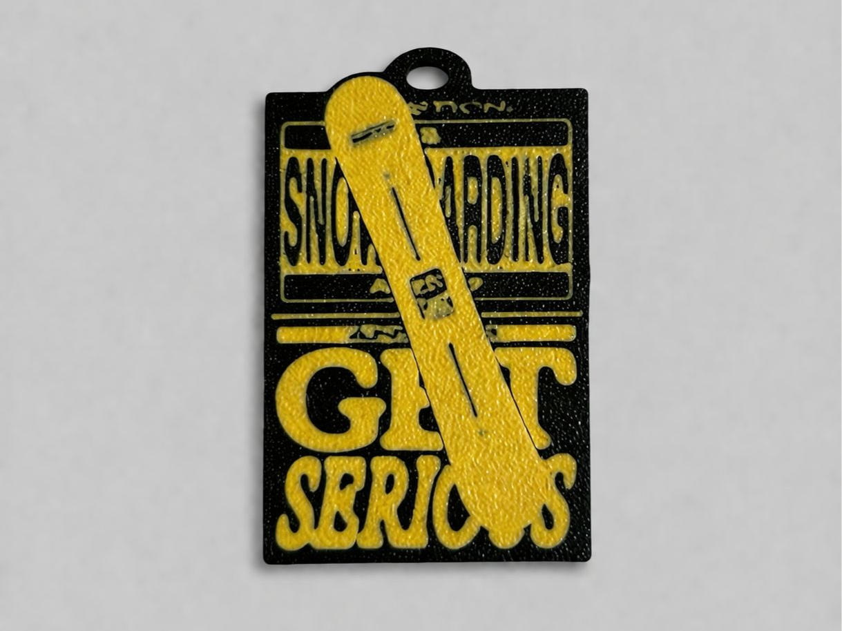 Snowboarding “Get Serious” Keychain