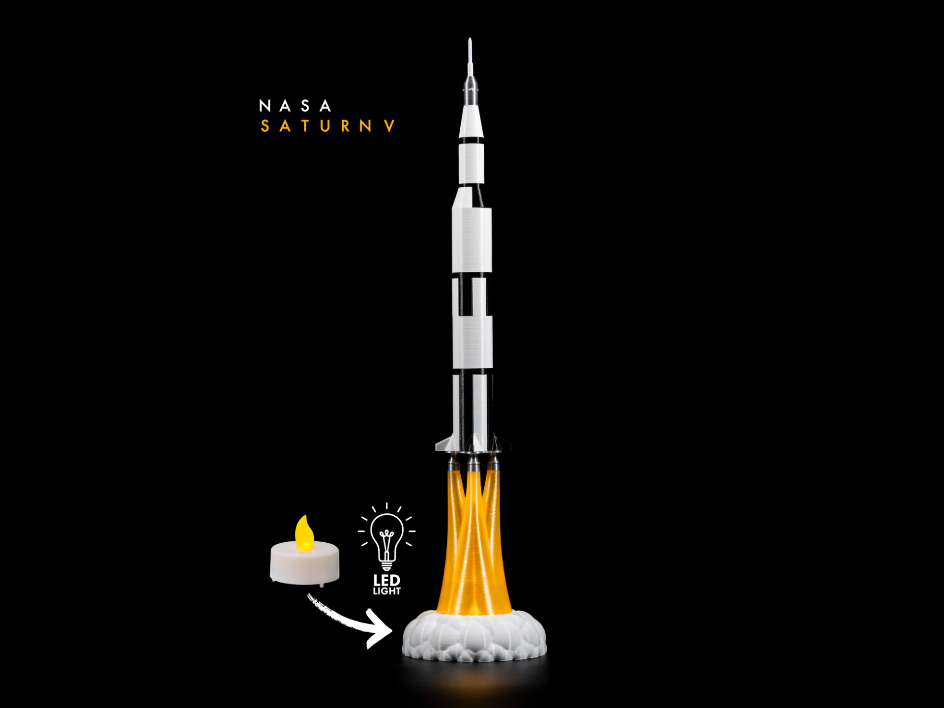 NASA Saturn V - Moon Rocket Lamp Diorama (no AMS)