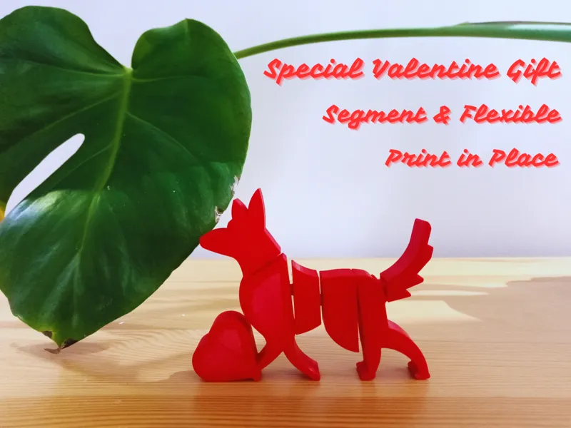 Articulated Dog with Heart - Print in place