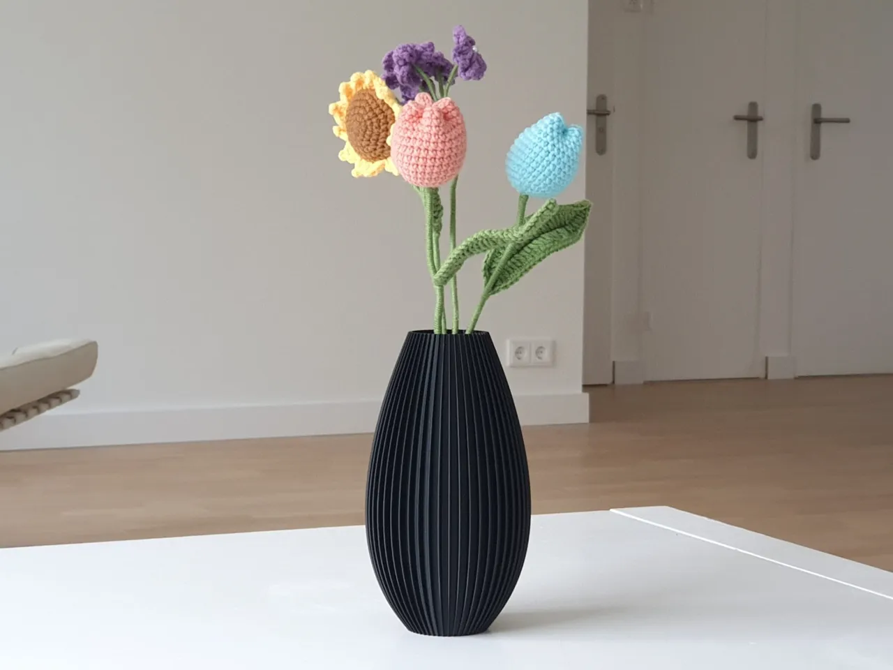 Modern Vase ribbed view 2
